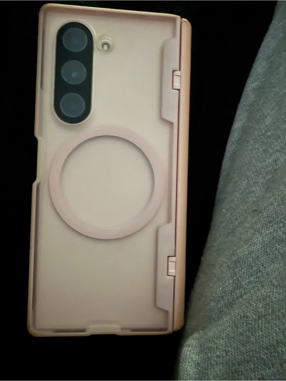 Samsung Foldable Phone in Pink Frame